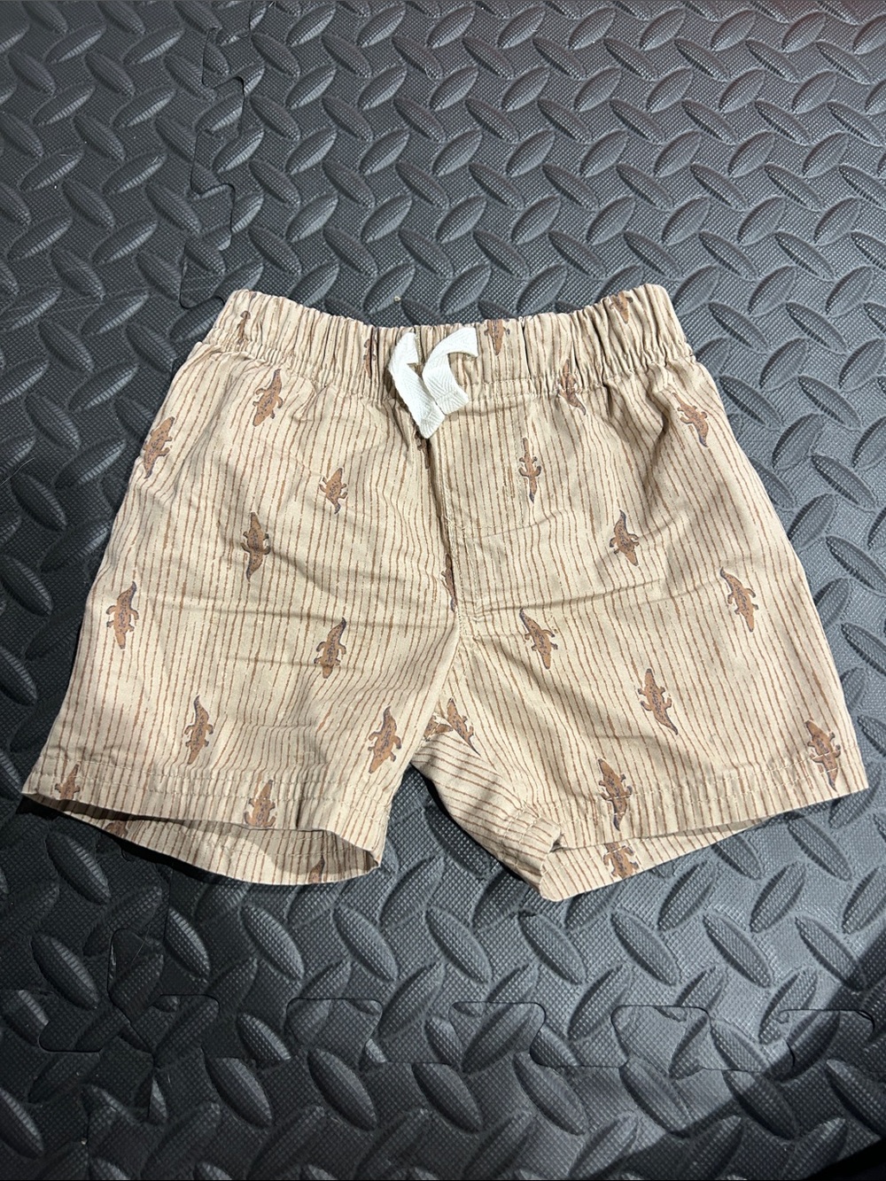 Carter's Tan Striped Shorts with Alligator Motif